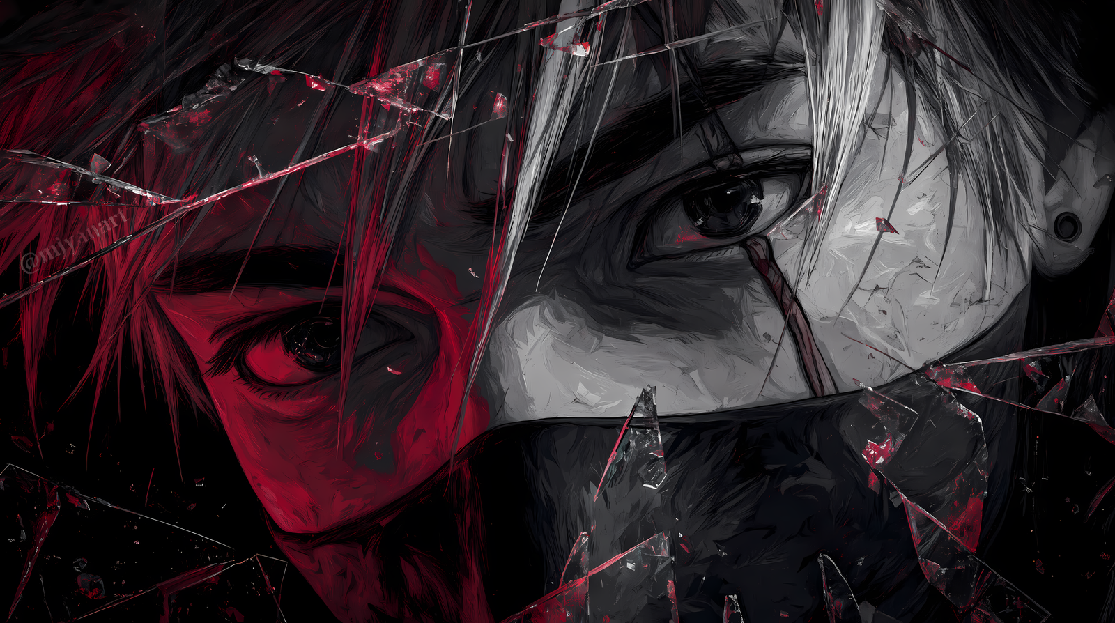 Broken Reflections Anime Wallpaper 4K – Red & Black Aesthetic | WatchOut Walls